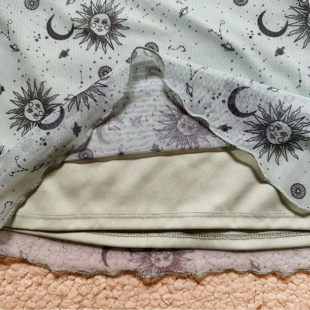 Harper & Ivy Sheer Mesh Short Sleeve Top T-Shirt Juniors sz L Celestial Y2K - Picture 7 of 13